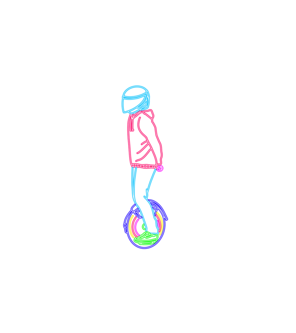Neon unicycle minta sötétkék pólón