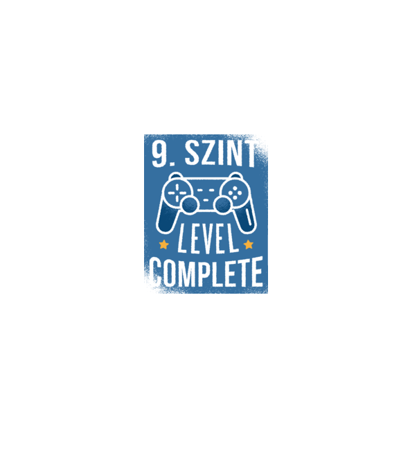 9. szint level completed minta fekete pólón