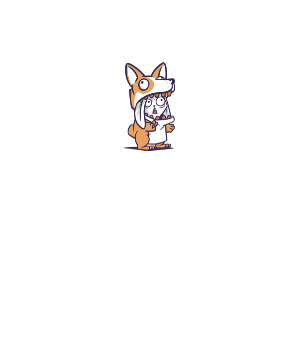 Cuki Nyuszi Corgi jelmezben minta fehér pólón