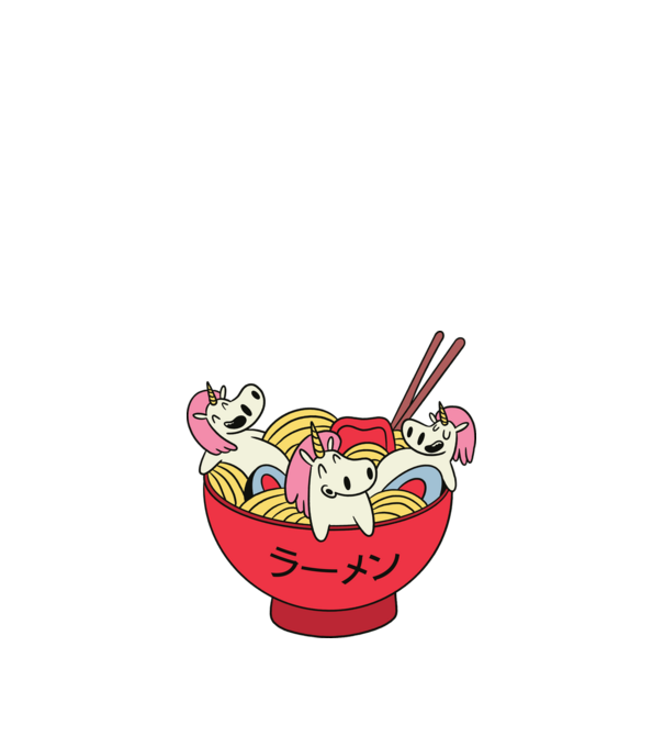 Unikornis Ramen minta homokszín pólón