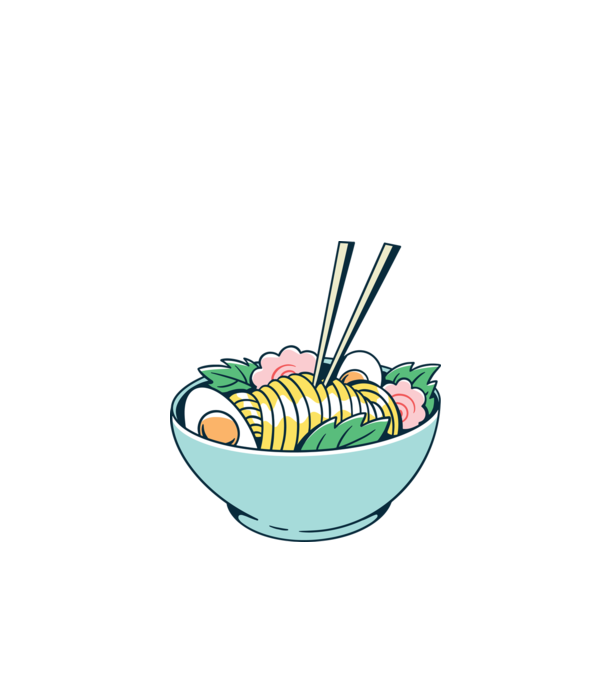 Ramen tészta minta fekete pólón