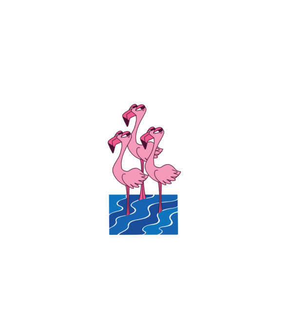 Flamingo Trio minta fehér pólón