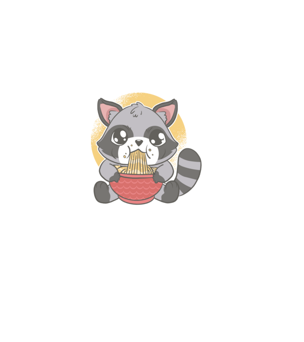 Racoon Ramen minta fekete pólón
