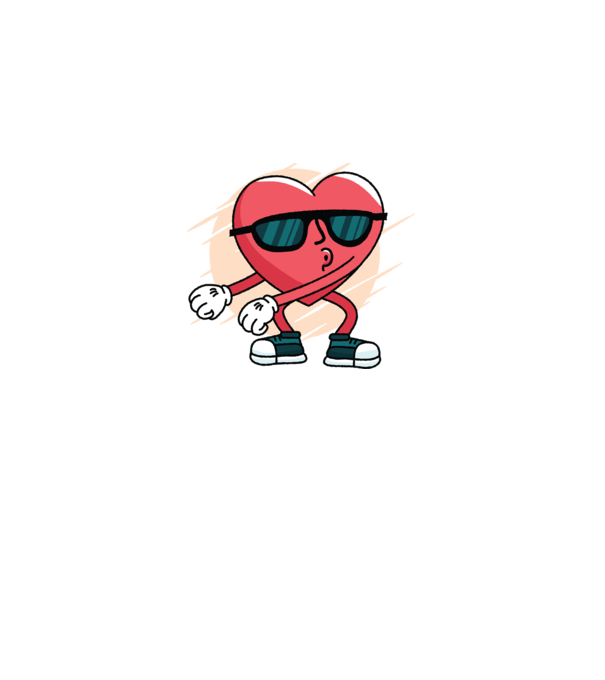 Szív DAB Floss Heart póló minta fekete pólón