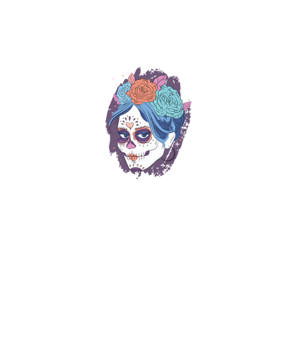 Dia de Los Muertos - Koponya virágokkal minta türkiz pólón