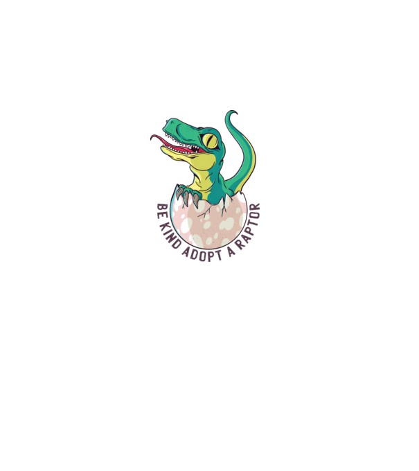 Be kind adopt a Raptor dinoszaurusz póló minta fehér pólón