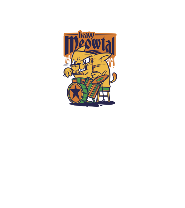 Heavy Meowtal minta fekete pólón