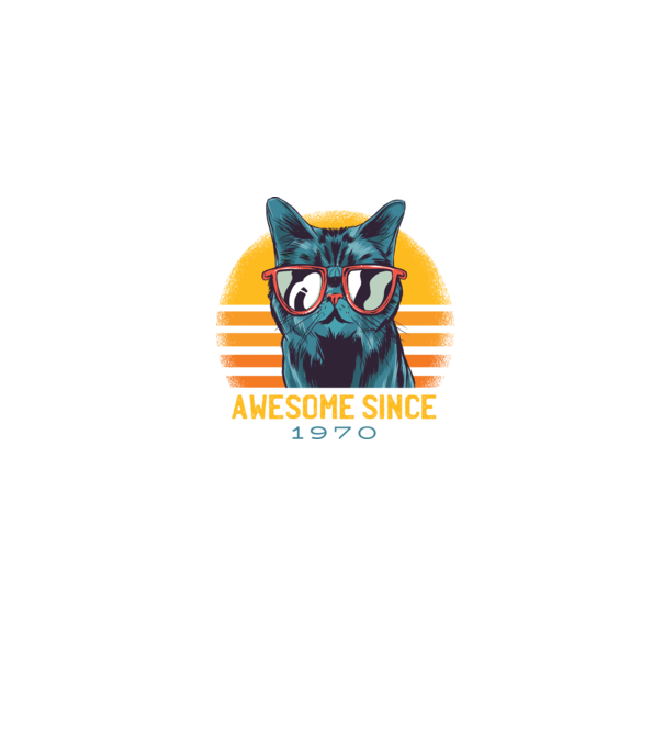 Awesome since 1970 Cat Cicás póló minta farmerkék pólón