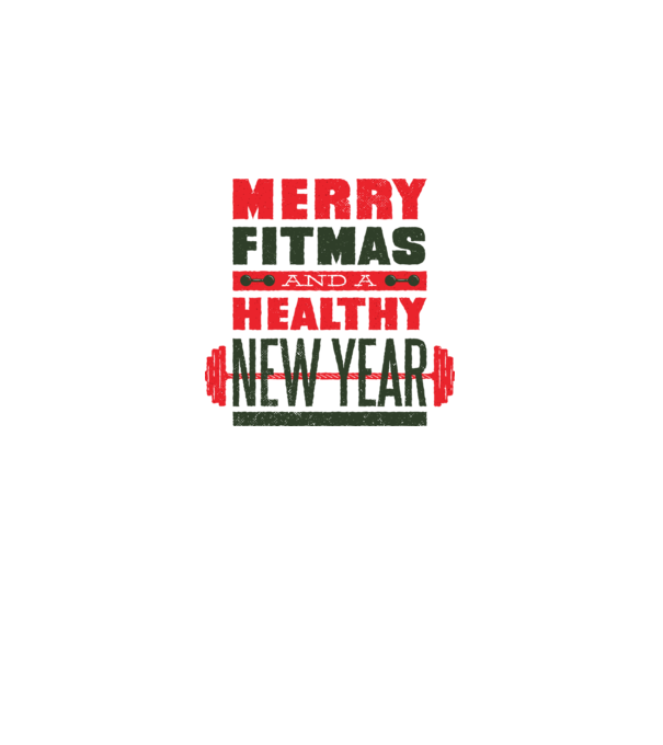 Merry Fitmas and a Healthy New Year vicces gyúrós póló minta fehér pólón