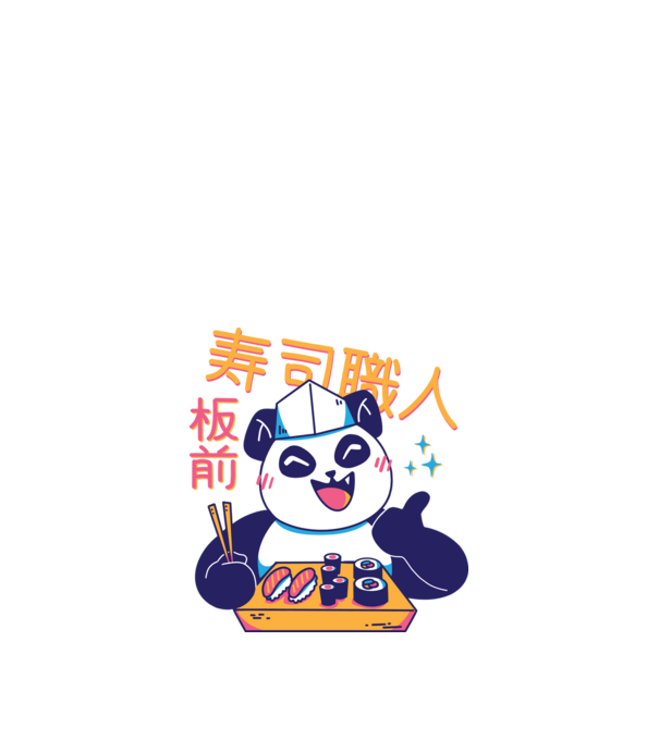 Panda Sushi Séf minta homokszín pólón