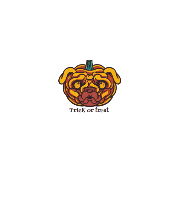 Mopsz Tök Fej Pumpkin Halloween minta szürke pólón