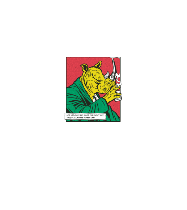 Rinocérosz minta királykék pólón