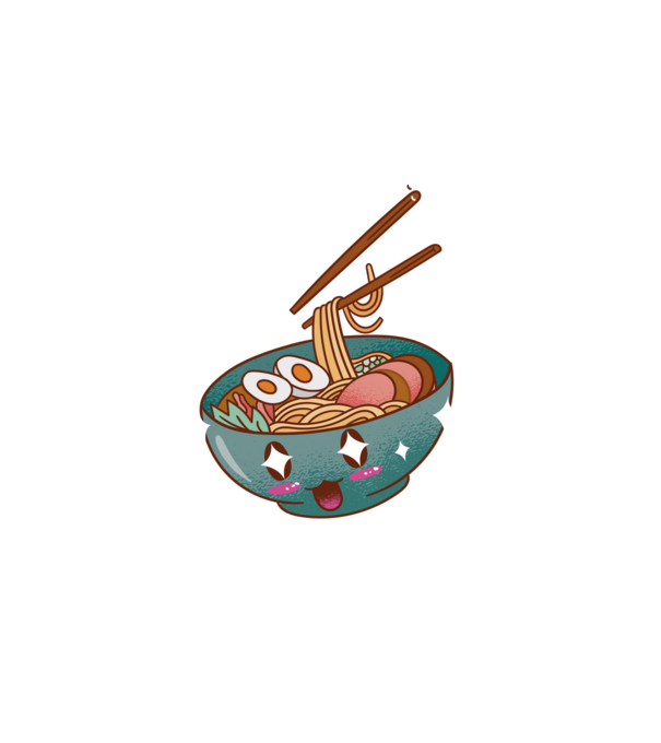 Kawaii Ramen minta fehér pólón