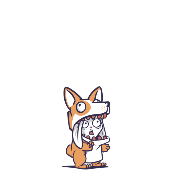 Cuki Nyuszi Corgi jelmezben minta fehér pólón