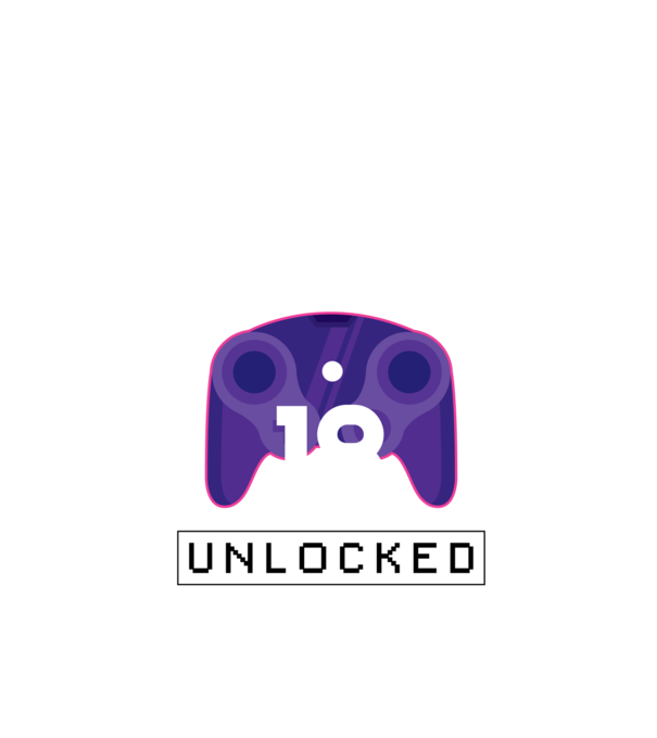 Level 18 Unlocked Gamer Születésnap minta fekete pólón