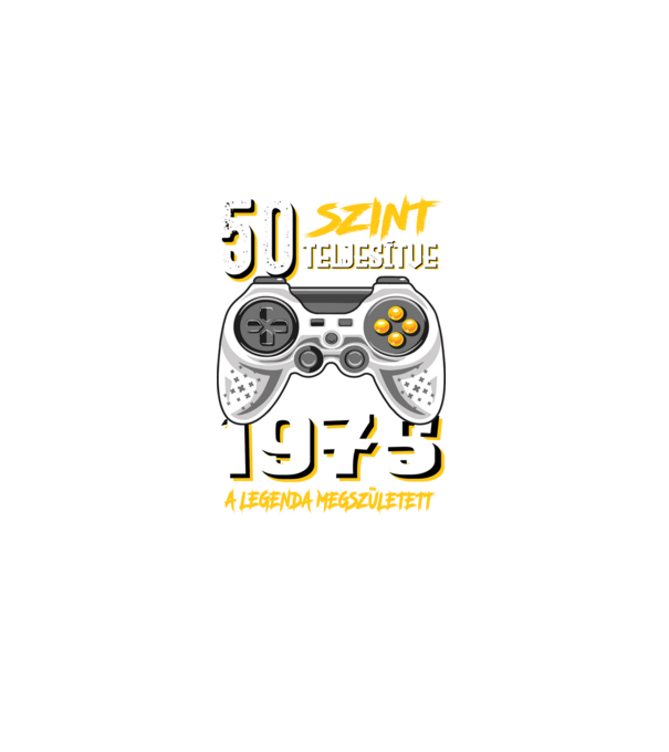 GAMER szint teljesítve 50. 1975 minta fekete pólón