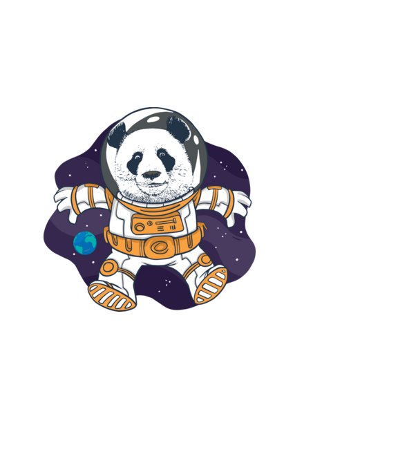 Űrhajós panda minta fekete pólón
