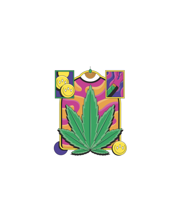 Hippy Kannabisz minta fekete pólón