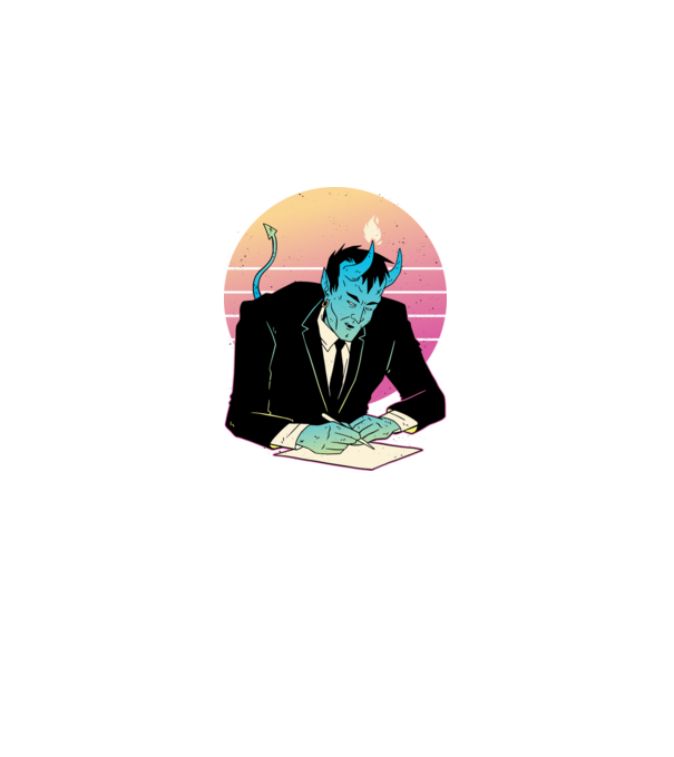 Devil vaporwave minta fekete pólón