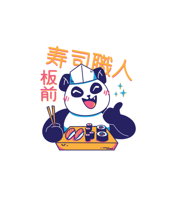Panda Sushi Séf minta fehér pólón