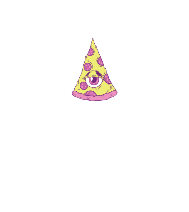 Illuminati Pizza minta szürke pólón
