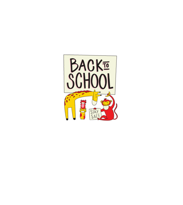 Back To School Állatok minta szürke pólón
