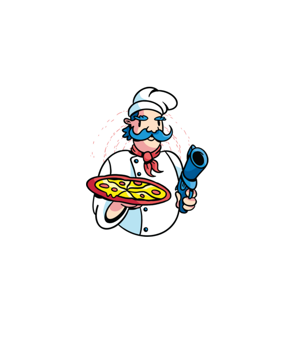 Veszélyes pizza minta szürke pólón