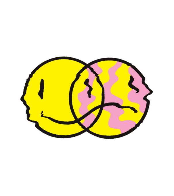 Happy Sad Emoji minta fehér pólón