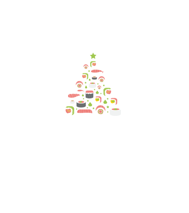 Sushi Karácsonyfa minta zöld pólón