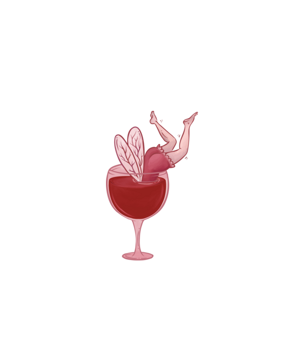 FairyWineGlass minta fekete pólón