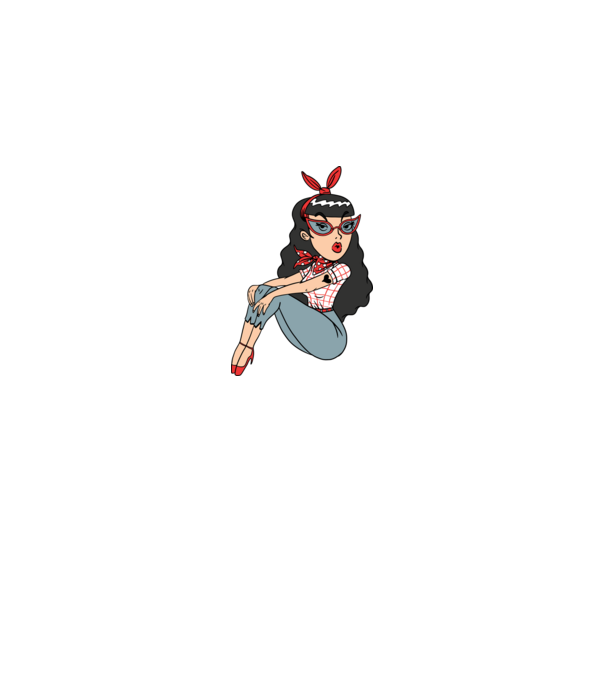 Rockabilly lány minta királykék pólón