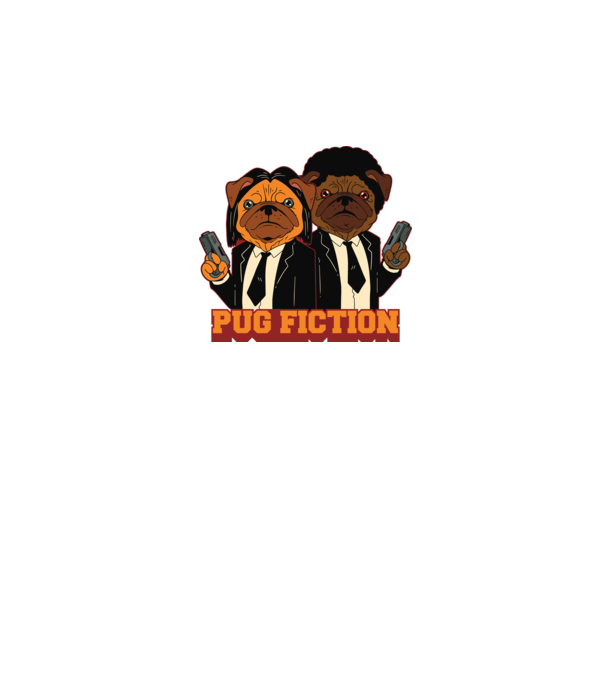 Pug Fiction Mopsz Pulp Fiction paródia minta szürke pólón