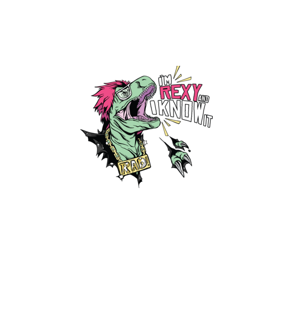 I'm Rexy and I know it - vicces Dinoszaurusz póló minta fehér pólón