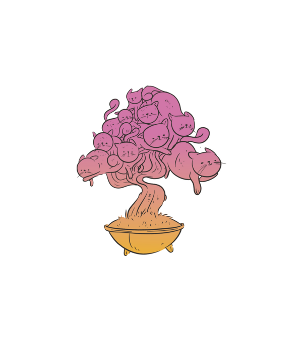 Cica Bonsai minta fehér pólón