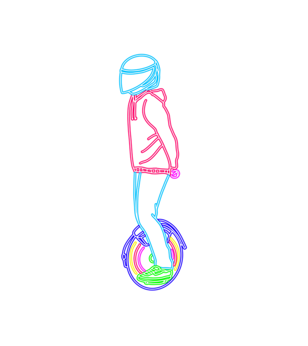 Neon unicycle minta fehér pólón