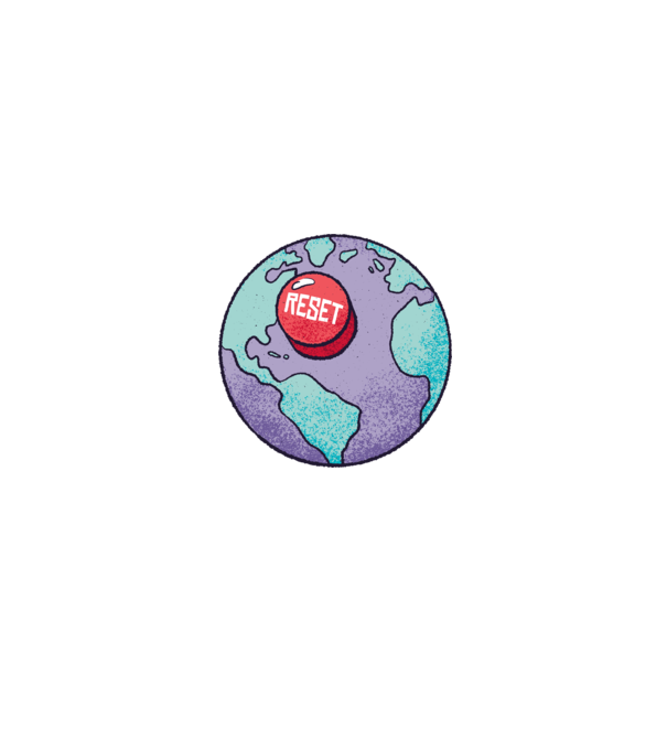 Reset Föld minta fehér/piros pólón