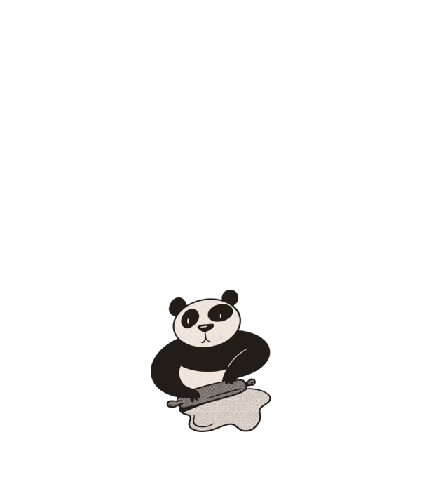 Tészta gyúró panda minta világoskék pólón
