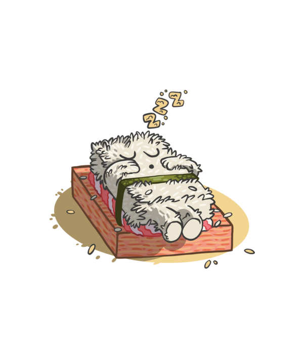 Sushi álom minta fehér pólón