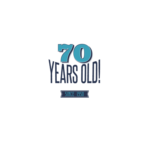 70 years old awesome since 1950 minta farmerkék pólón