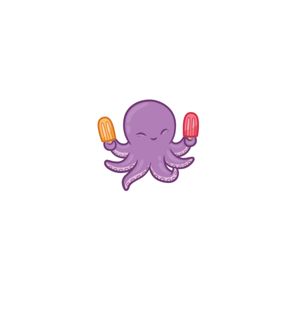 Octopus Jégkrém Polip minta fekete pólón