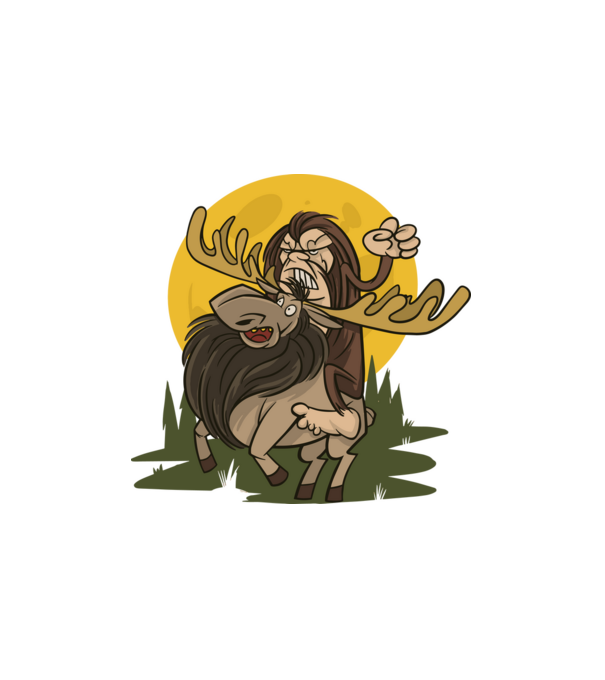Lovagló Bigfoot minta fehér pólón