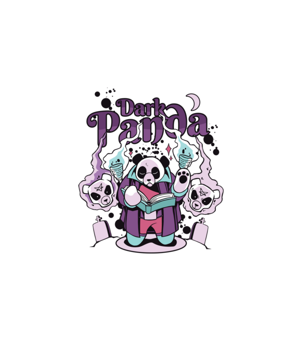 Sötét panda minta fehér pólón