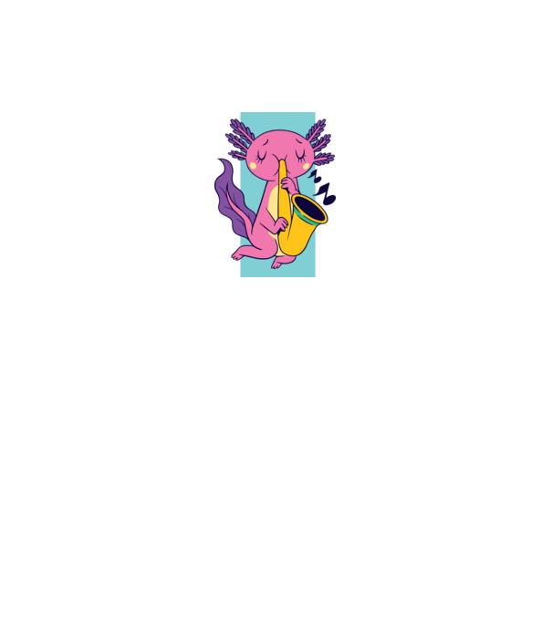 Szaxofonozó axolotl minta királykék pólón