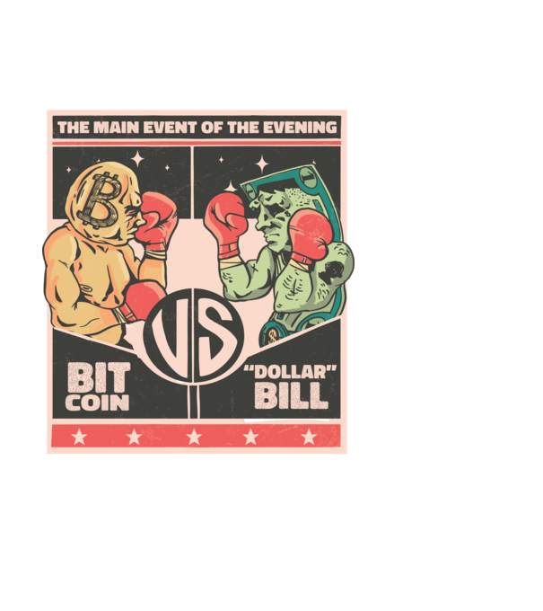 Bitcoin Vs USA Dollar minta fekete pólón