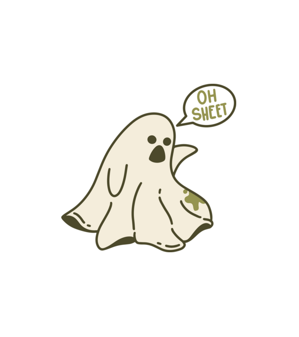 Sheet Ghost minta fehér pólón