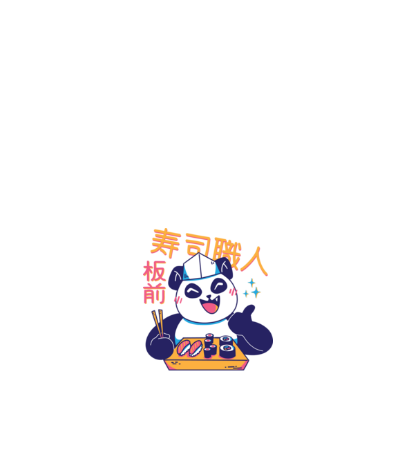 Panda Sushi Séf minta fehér pólón