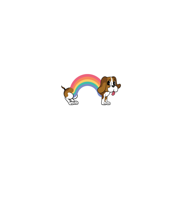 Beagle Szivárvány minta fehér/piros pólón