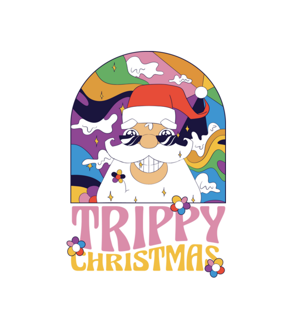 Trippy Mikulás minta fehér pólón