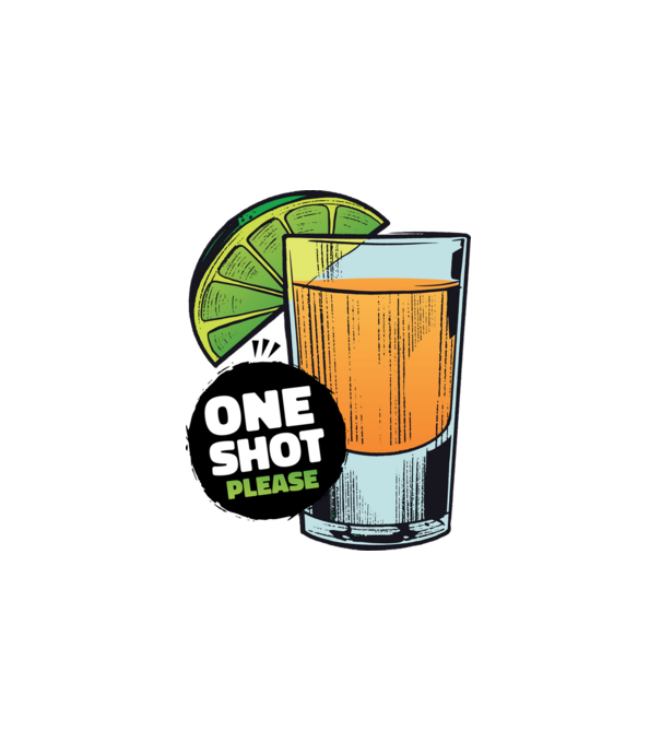 Tequila shot minta fehér pólón