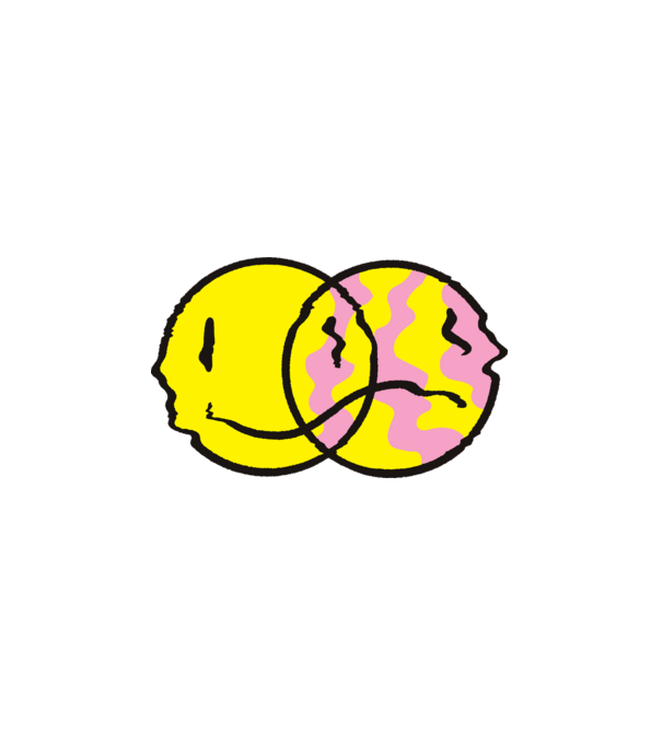 Happy Sad Emoji minta fehér pólón